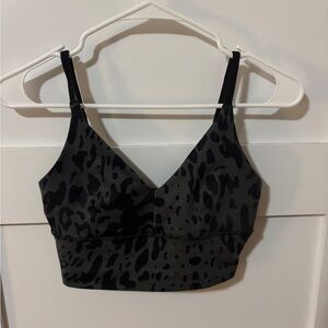 Lululemon Black and Gray Leopard Print Sportsbra Crop